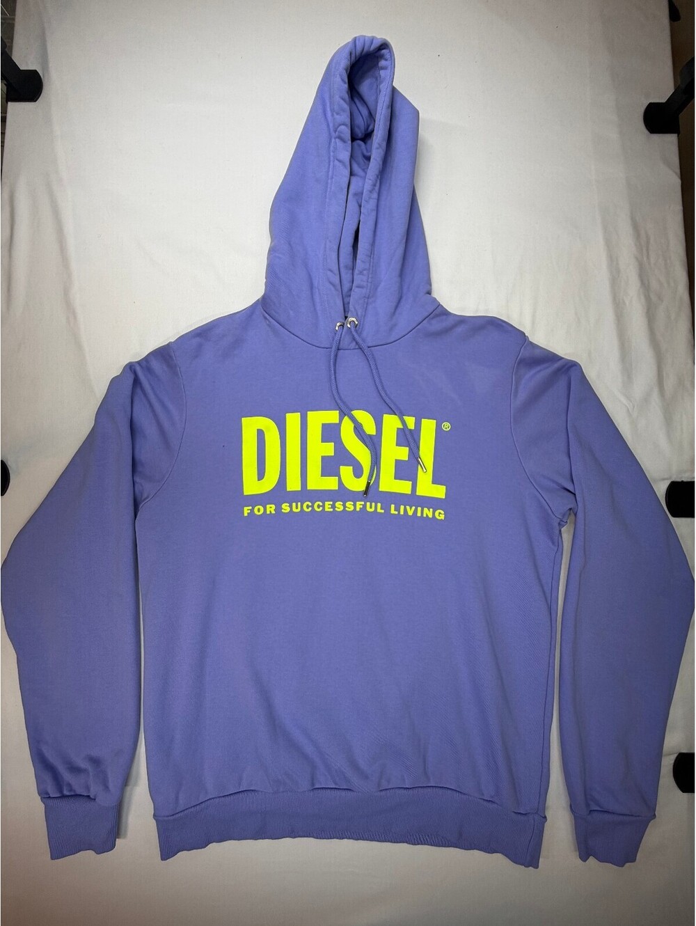 Diesel Men's Hoodie Pullover Classic Logo Cotton Sweatshirt Size XL Purple